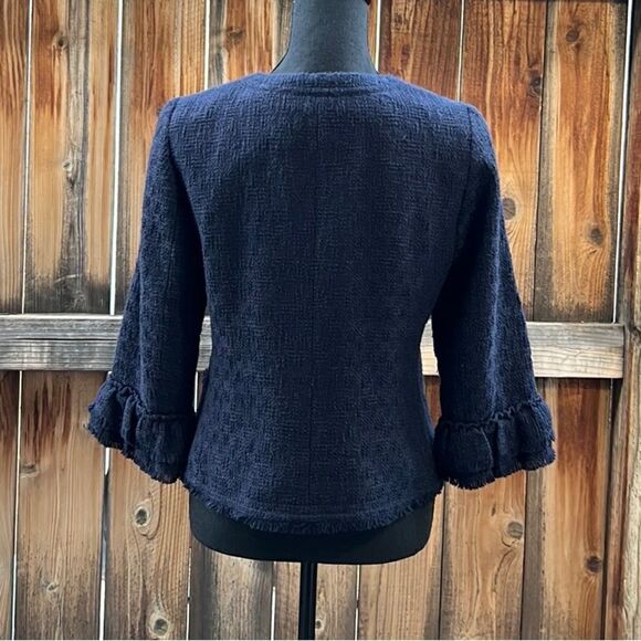 Talbots Petites blazer career tweed  pockets navy blue lined 6P FIRM on PRICE - Picture 5 of 5